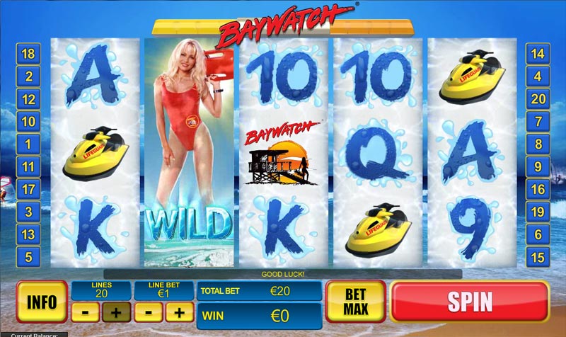 baywatch themed video slots